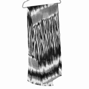 Black, white, and grey long rectangle semi sheer chiffon scarf
